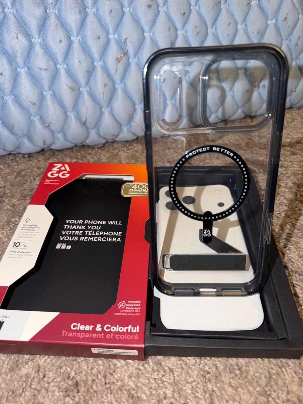 ZAGG Clear & Colorful Black Transparent iPhone 17 Pro Max Case + Ring Stand